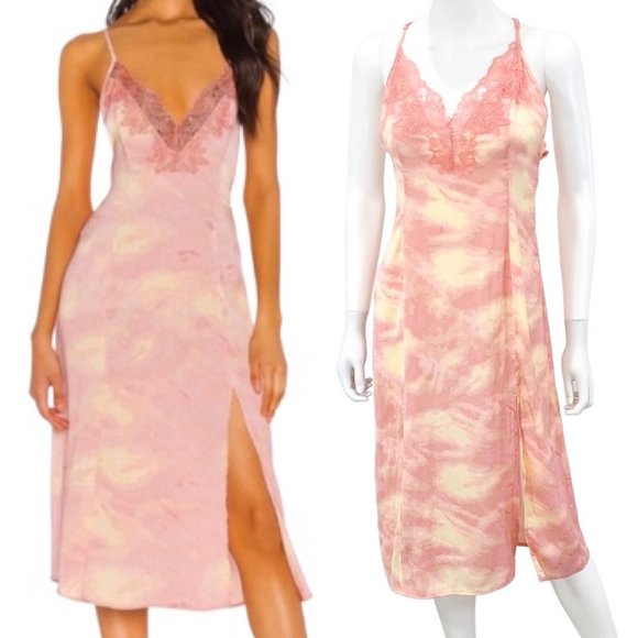 Free People Dresses & Skirts - Intimately Free People Chasing Shadows Midi Slip Dress in Pink Wash Combo Size S